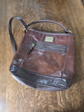 Vintage Tignanello Two-Tone Brown Leather Adjustable Crossbody Bag